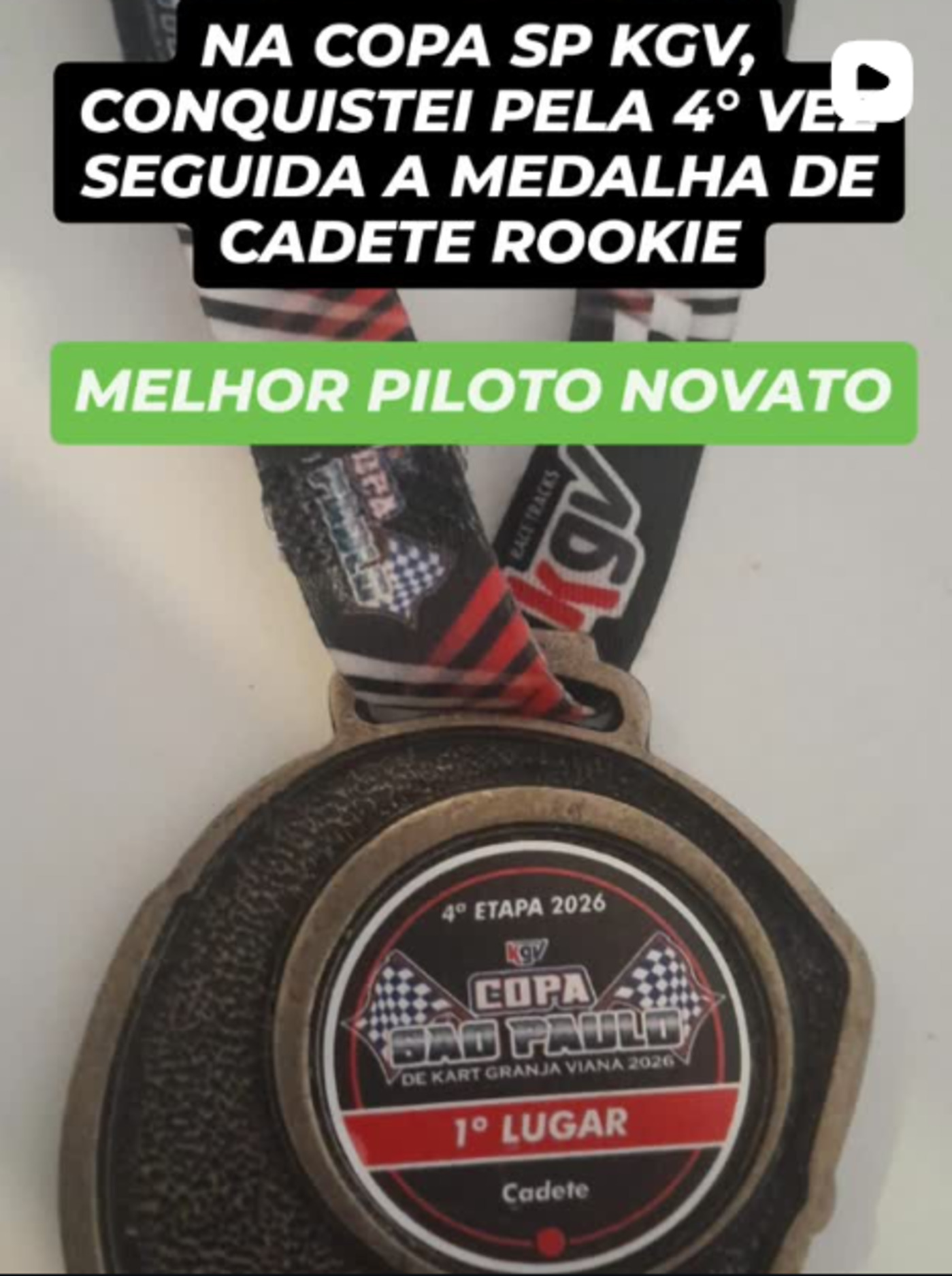 Medalha de primeiro lugar da categoria Cadete