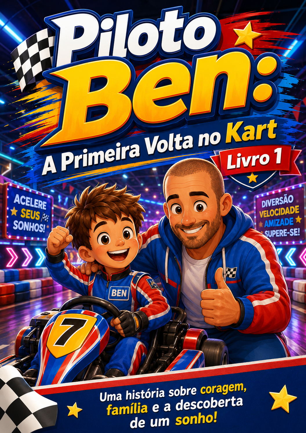 Capa do livro Piloto Ben: A Primeira Volta no Kart — Livro 1