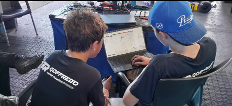Equipe BRGoffredo analisando dados e telemetria nos boxes